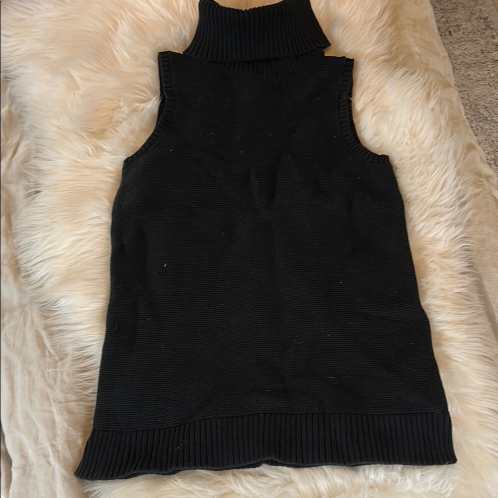 Black Sleeveless Turtleneck Sweater